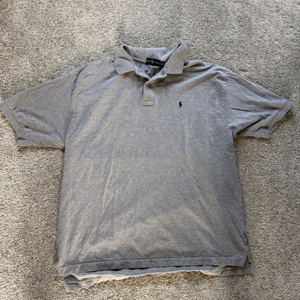 Ralph Lauren Mens XXL Gray Short Sleeve Pique Polo Shirt Embroidered Pony Logo